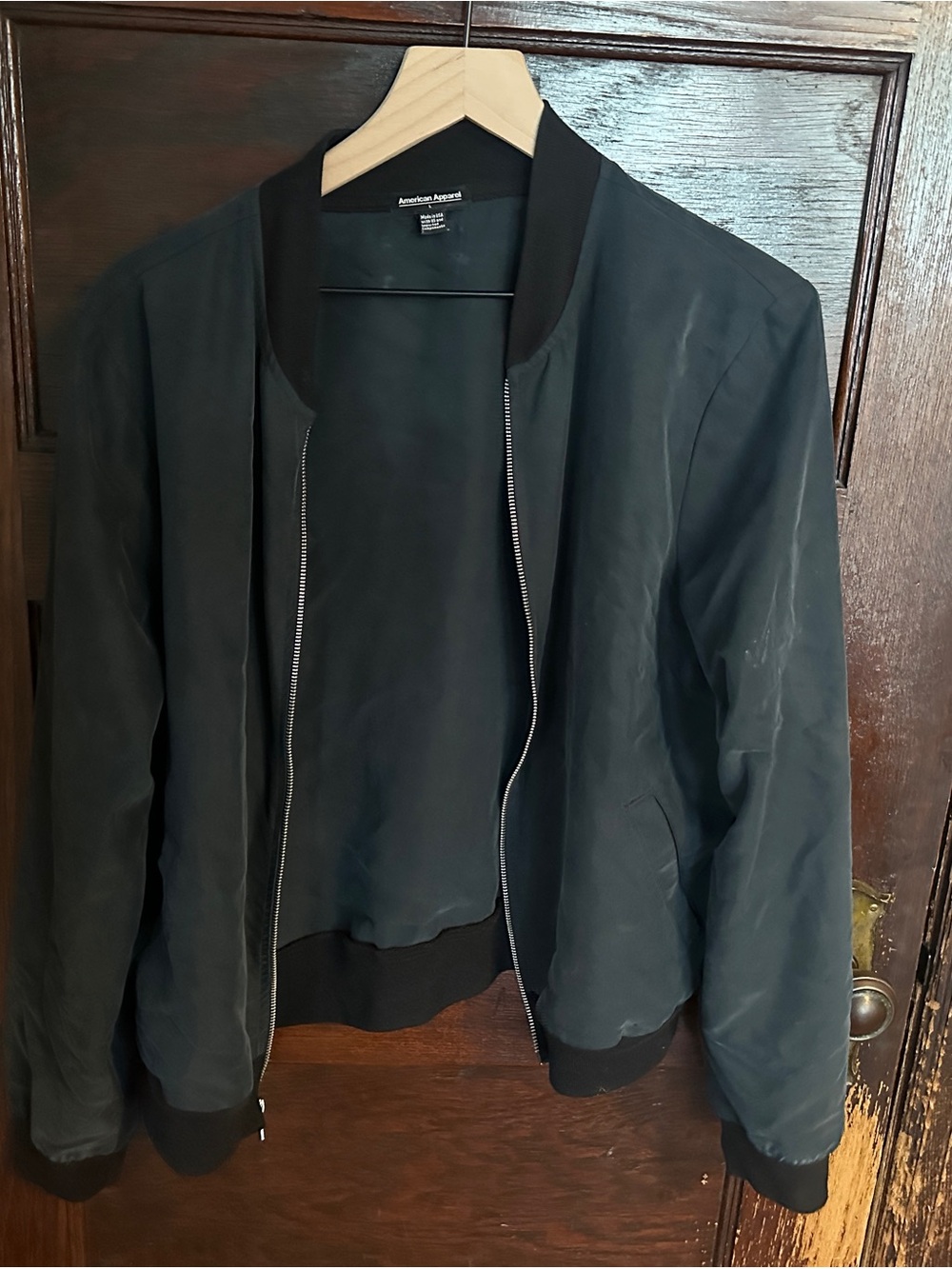 American Apparel Black Bomber Jacket with Ribbed Trim